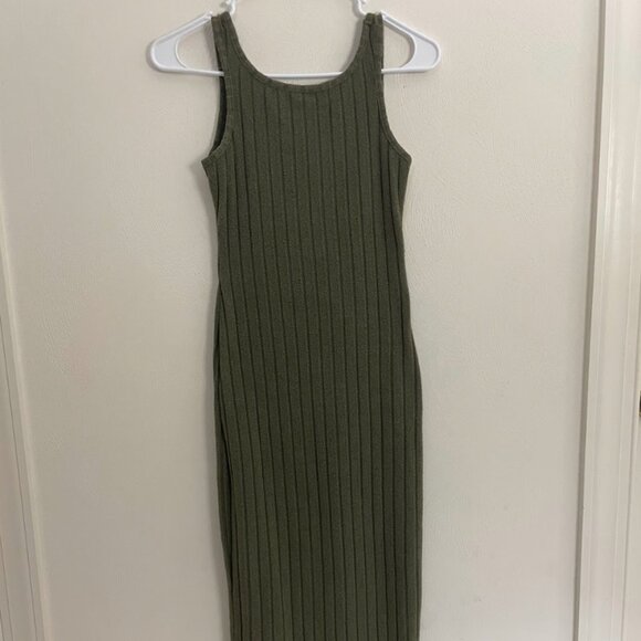 SHEIN Dresses & Skirts - Olive Green Ribbed Knit Midi Tank Dress - Small - For a good cause!